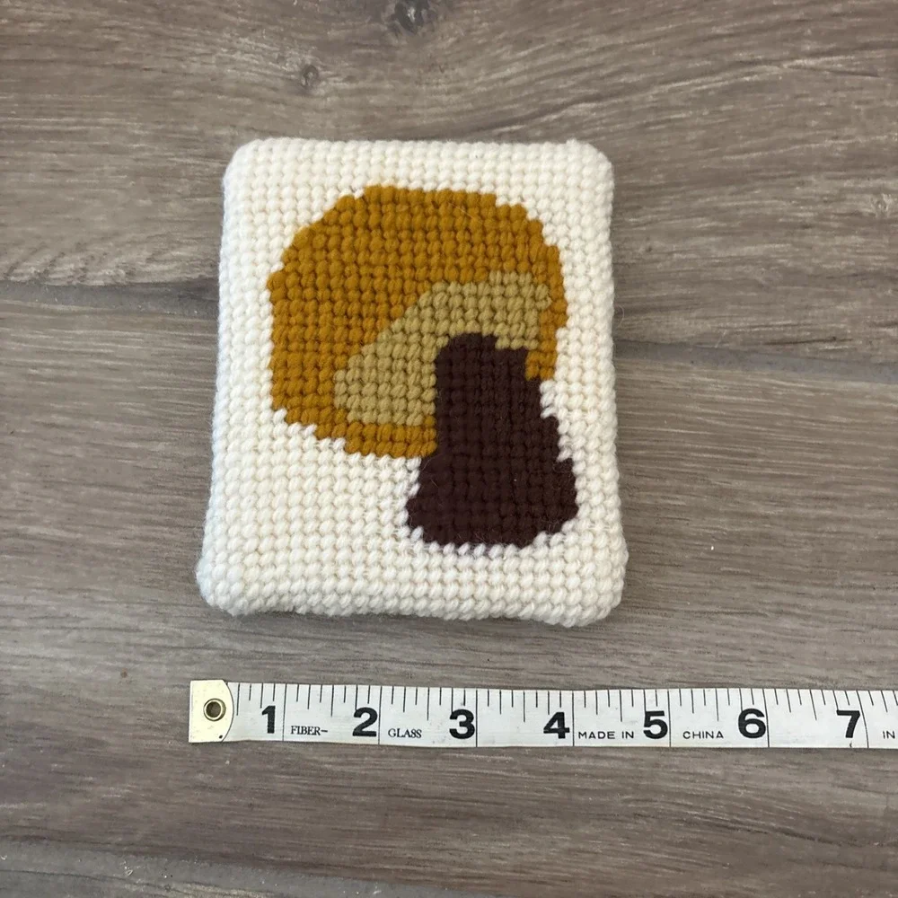 Cross Stitch Yellow /brown‎ Mushroom Wall Hanging 5
